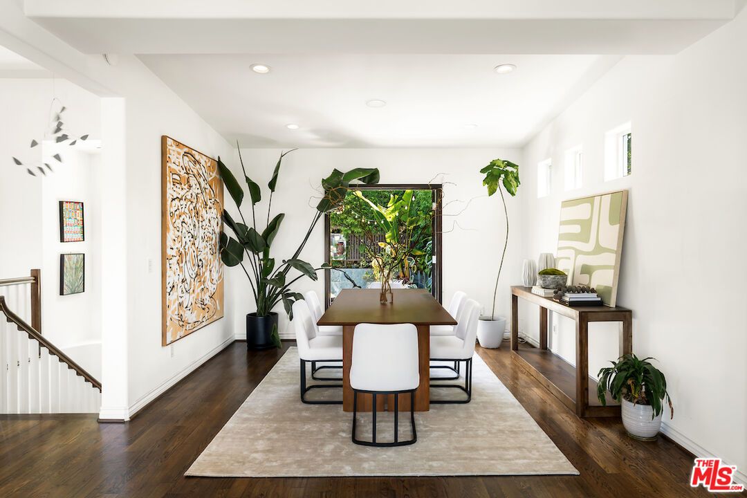 Dining room, Interior, Recessed Lighting, Wood Texture Flooring