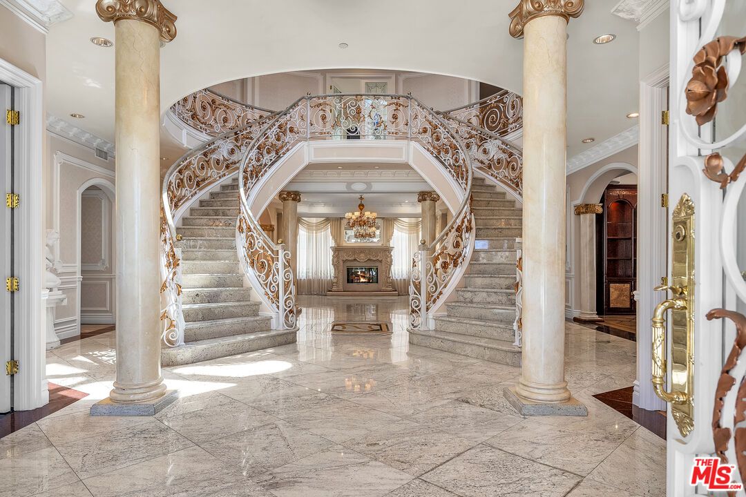 Fireplace, Interior, Marble, Recessed Lighting