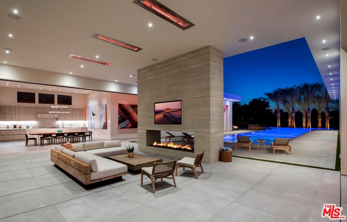 Dining room, Fireplace, Interior, Living room, Recessed Lighting