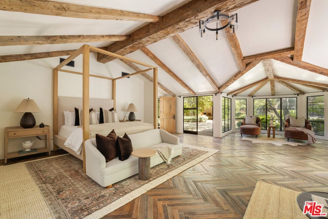 Bedroom, Interior, Wooden Beams, Wood Texture Flooring