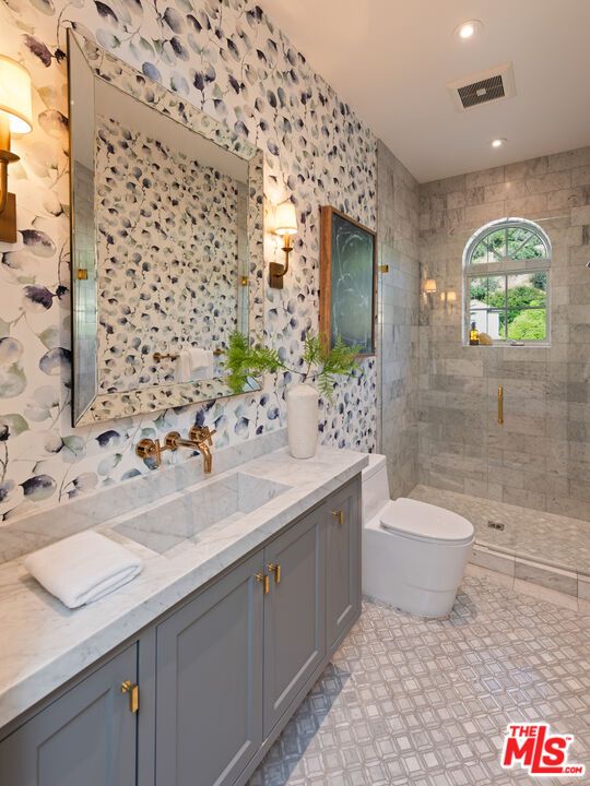 Bathroom, Glass Shower, Interior, Recessed Lighting
