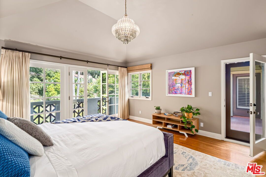 Bedroom, Chandelier, Interior, Wood Texture Flooring