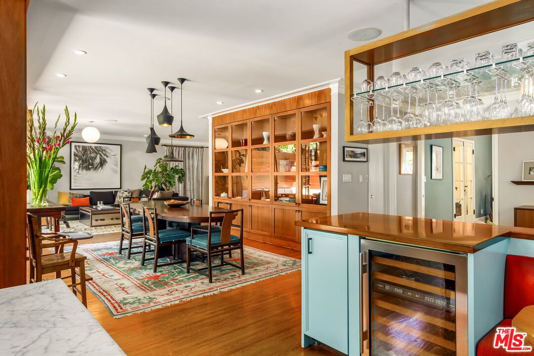 Dining room, Interior, Pendant Lights, Recessed Lighting, Wood Texture Flooring