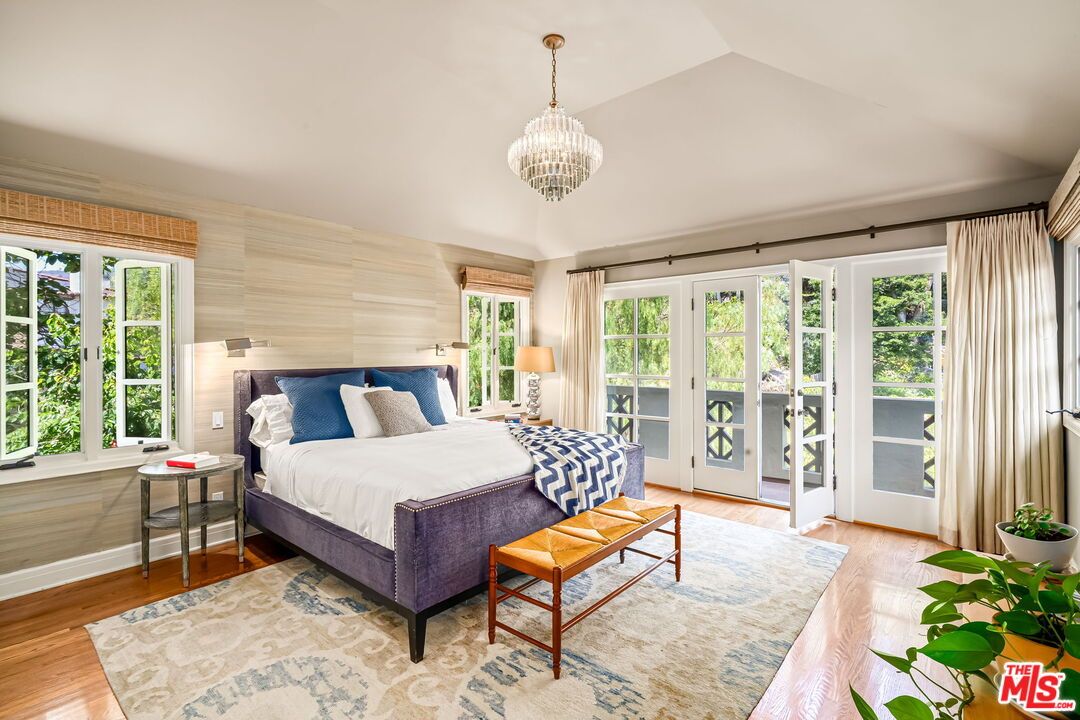 Bedroom, Chandelier, Interior, Wood Texture Flooring
