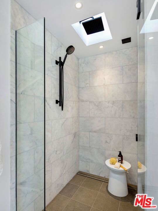 Bathroom, Glass Shower, Interior, Marble Walls, Recessed Lighting