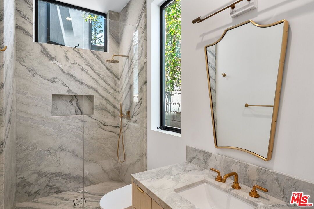 Bathroom, Glass Shower, Interior, Marble Walls