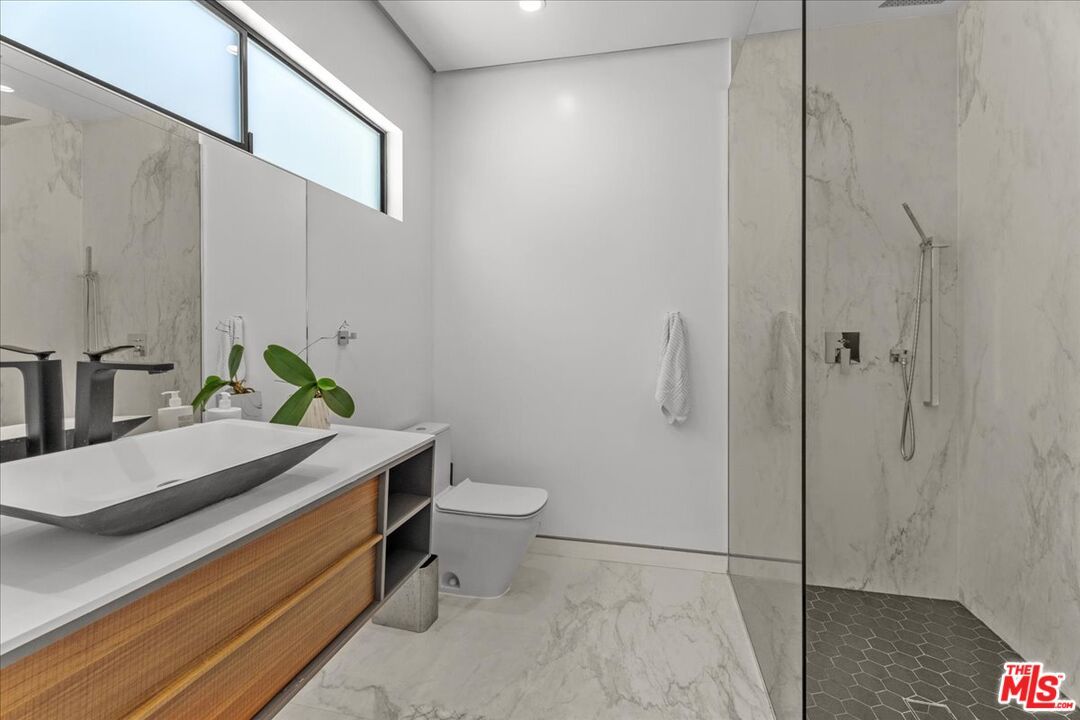 Bathroom, Glass Shower, Interior, Marble, Marble Walls, Recessed Lighting