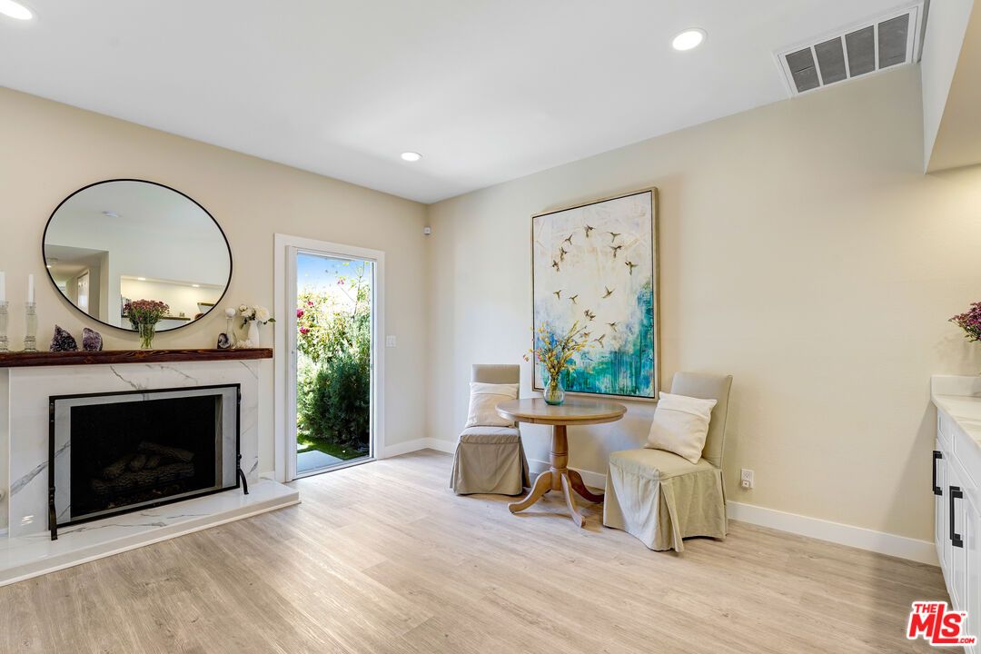 Fireplace, Interior, Recessed Lighting, Wood Texture Flooring