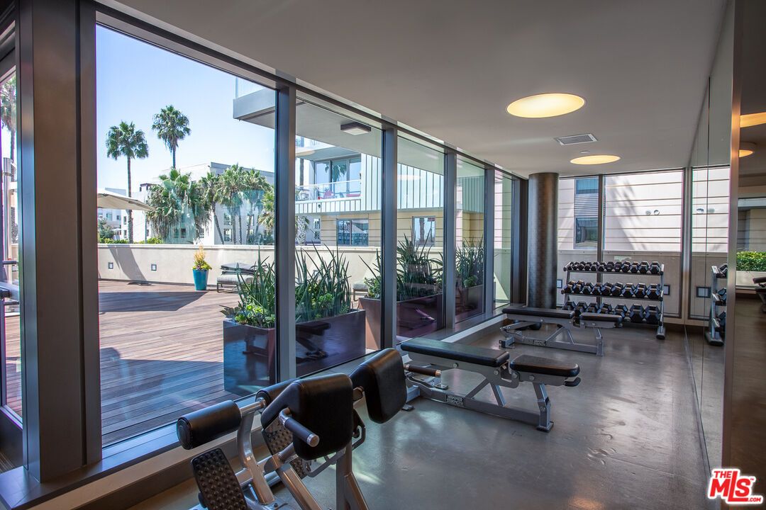 Fitness Equipment, Gym, Interior, Recessed Lighting, Wood Texture Flooring