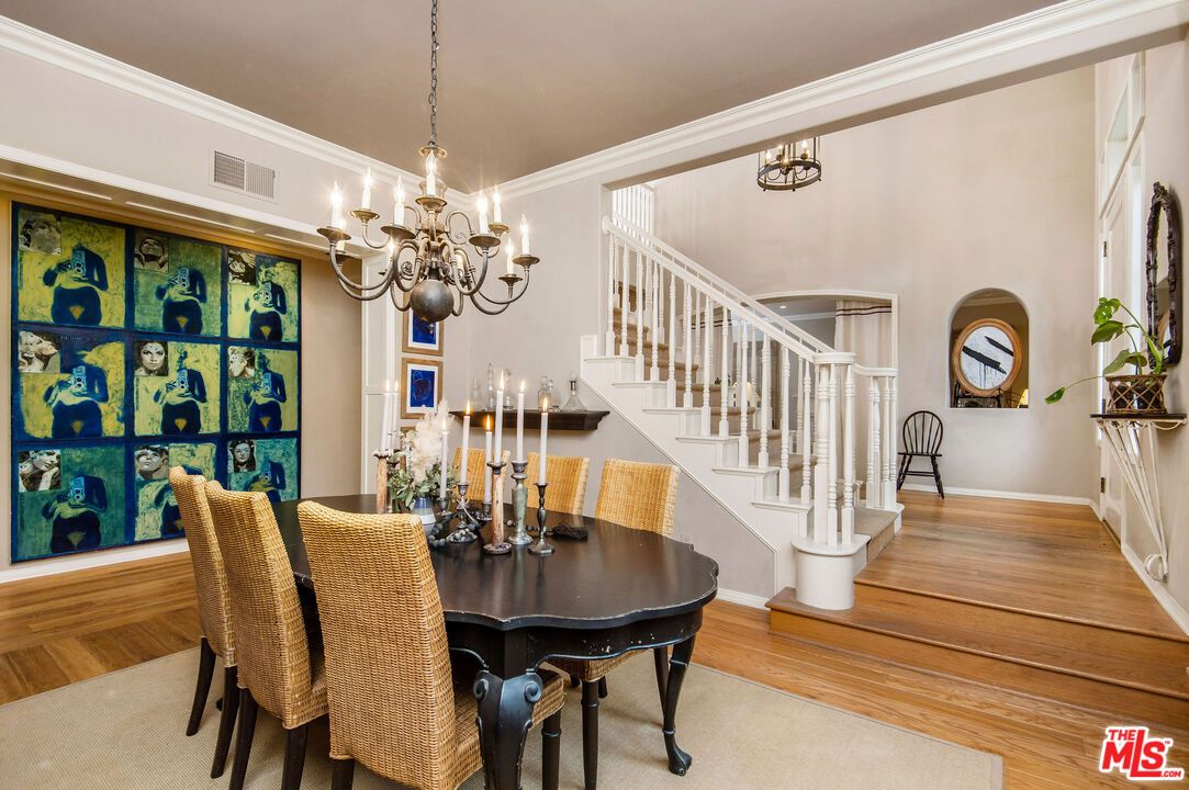 Chandelier, Dining room, Interior, Wood Texture Flooring