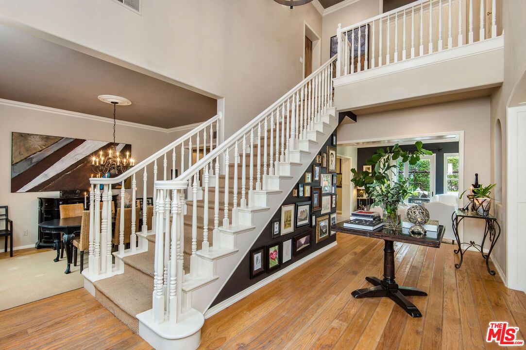 Chandelier, Home Office, Interior, Wooden Beams, Wood Texture Flooring