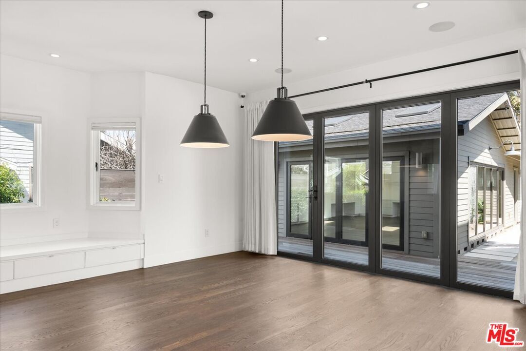 Empty room, Interior, Pendant Lights, Recessed Lighting, Wood Texture Flooring