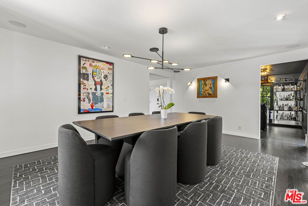 Dining room, Interior, Pendant Lights, Recessed Lighting, Wood Texture Flooring