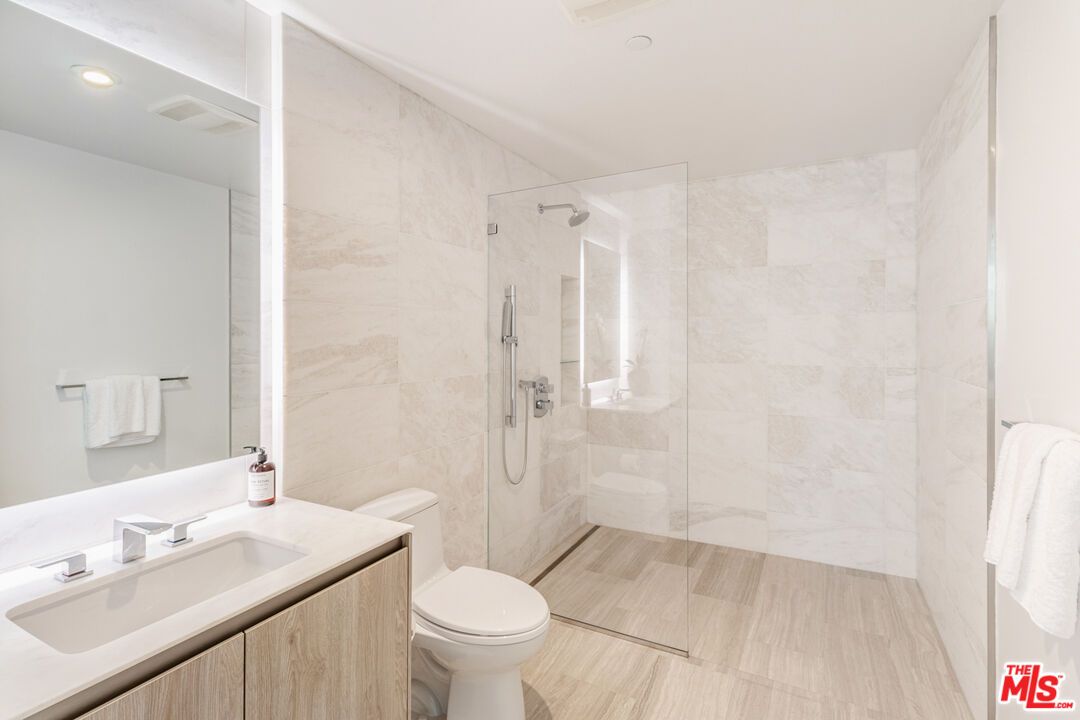 Bathroom, Glass Shower, Interior, Marble Walls, Recessed Lighting