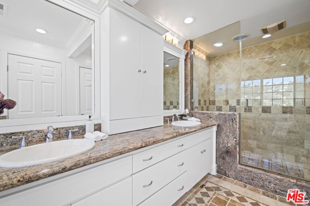 Bathroom, Dual Sink Vanities, Glass Shower, Interior, Recessed Lighting