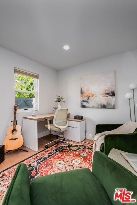 Home Office, Interior, Recessed Lighting, Wood Texture Flooring