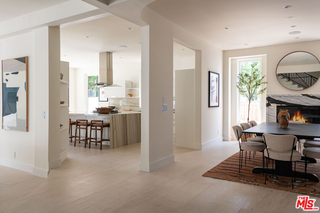 Dining room, Fireplace, Interior, Kitchen, Recessed Lighting