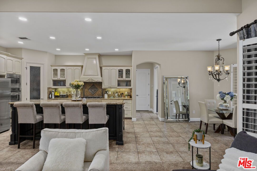 Chandelier, Dining room, Interior, Kitchen, Recessed Lighting, Stainless Steel Appliances