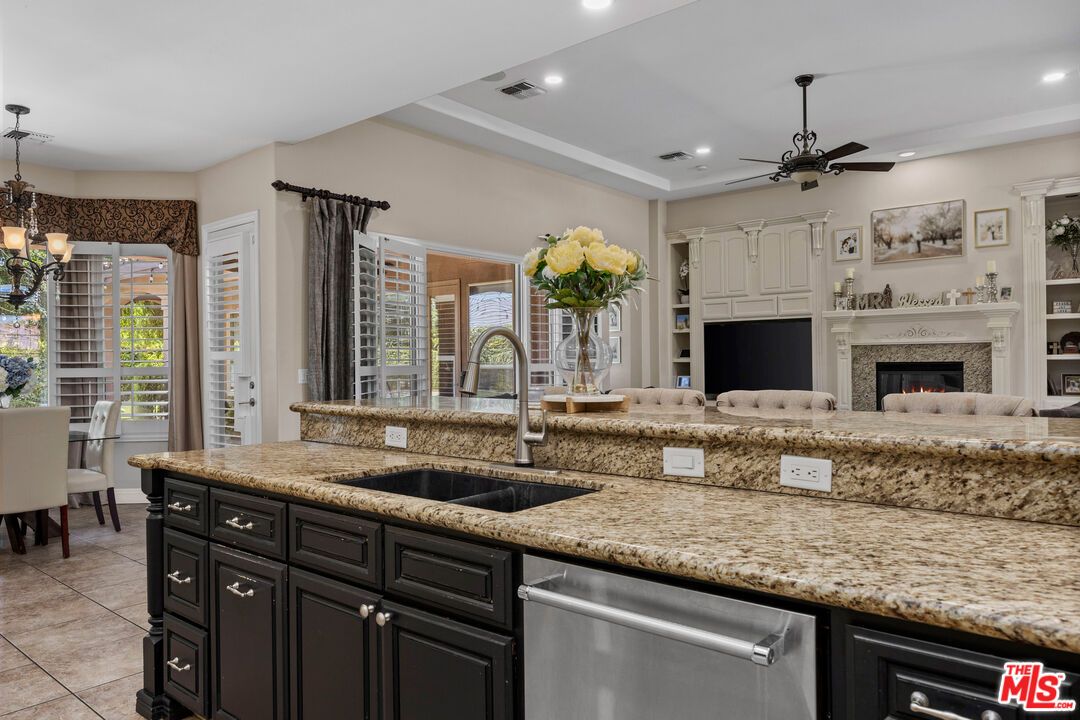 Dining room, Fireplace, Interior, Kitchen, Pendant Lights, Recessed Lighting