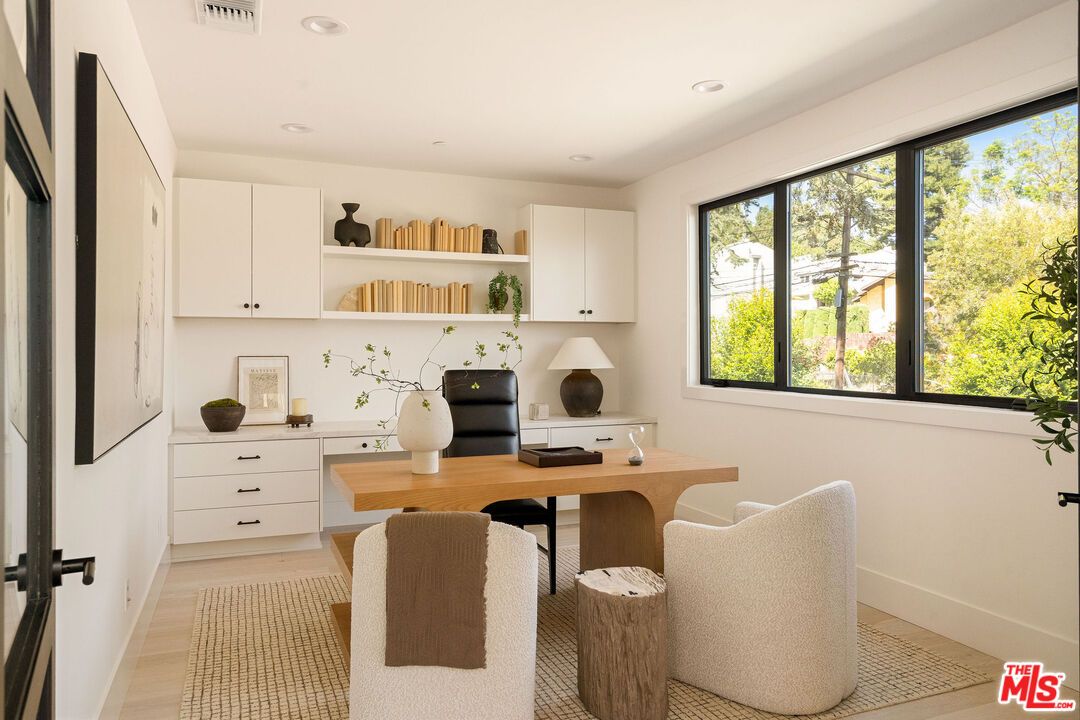 Home Office, Interior, Recessed Lighting, Wood Texture Flooring