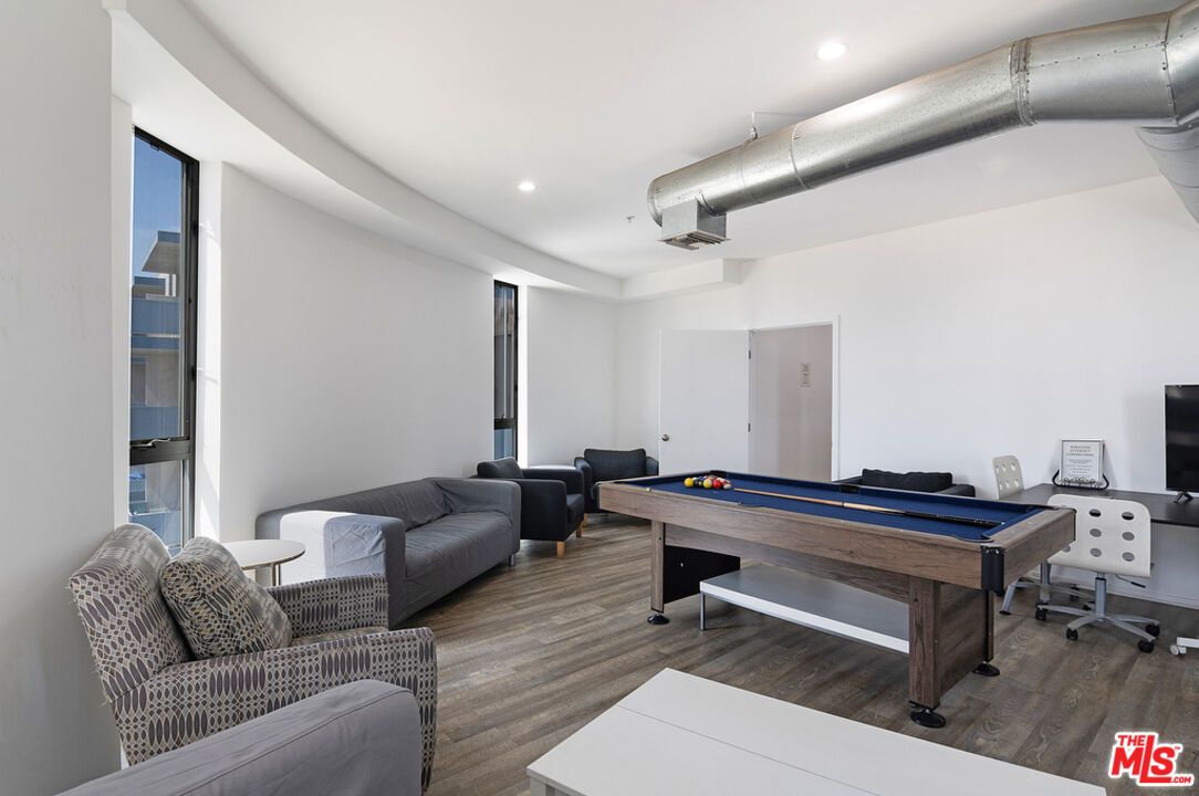 Billiard Table, Game Room, Interior, Recessed Lighting, Wood Texture Flooring