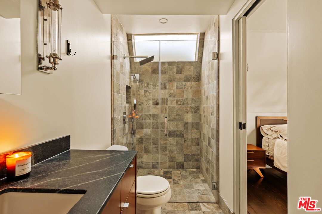 Bathroom, Glass Shower, Interior, Wood Texture Flooring