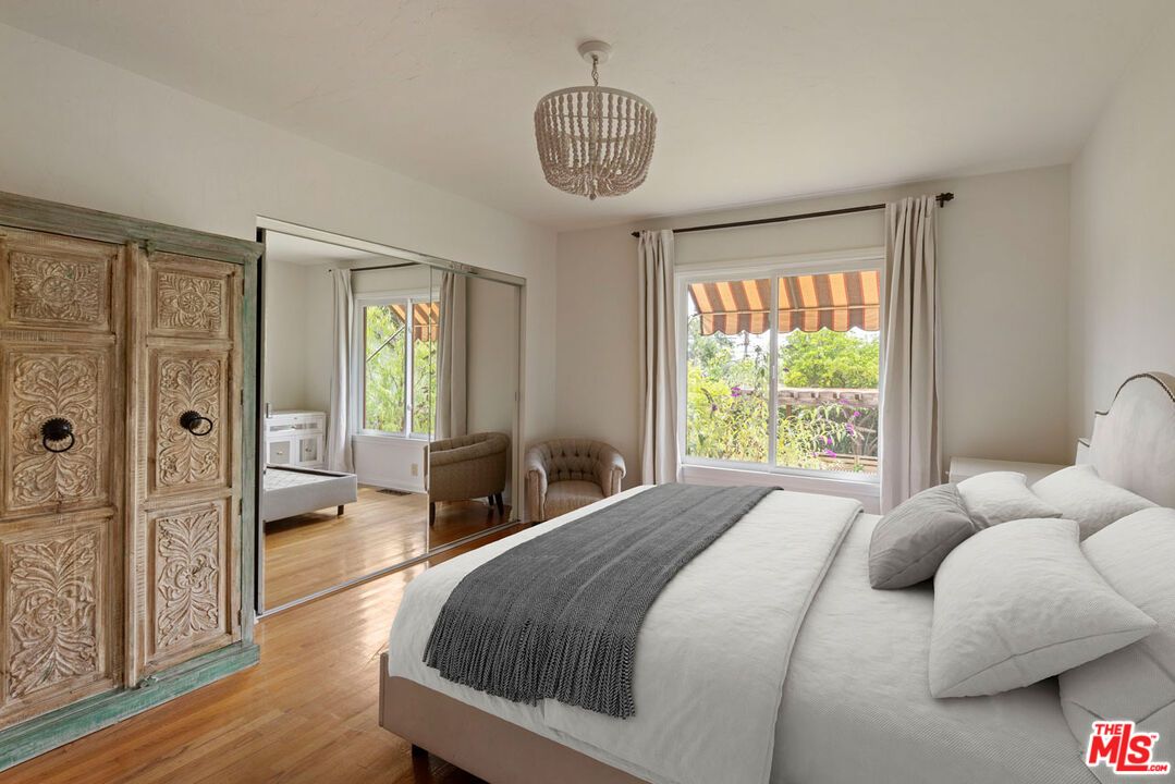 Bedroom, Chandelier, Interior, Wood Texture Flooring