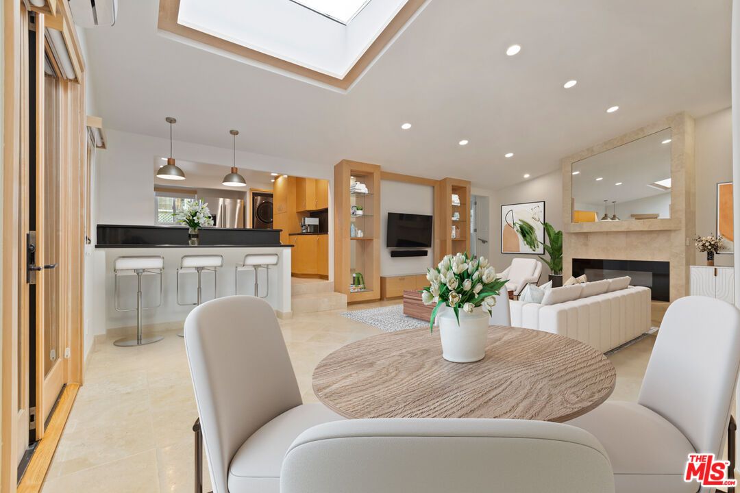 Dining room, Fireplace, Interior, Kitchen, Living room, Pendant Lights, Recessed Lighting