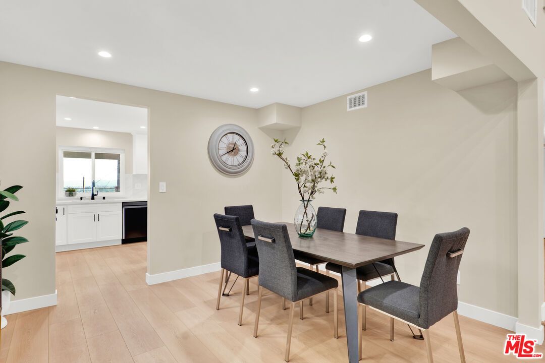 Dining room, Interior, Recessed Lighting, Wood Texture Flooring