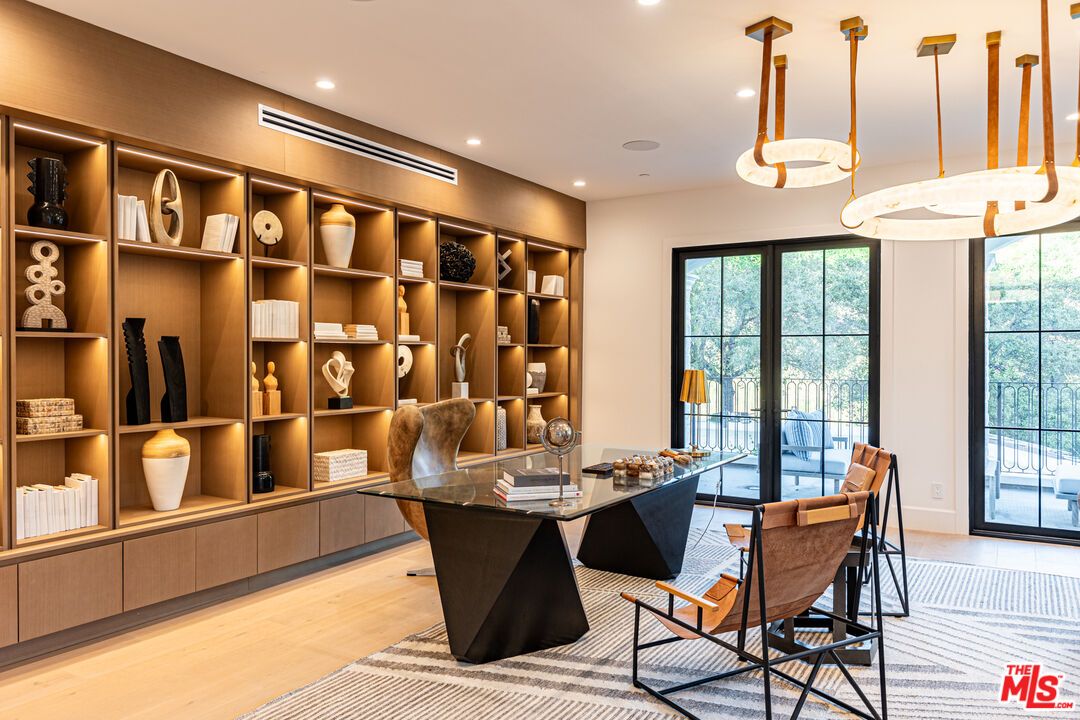 Home Office, Interior, Pendant Lights, Recessed Lighting, Wood Texture Flooring