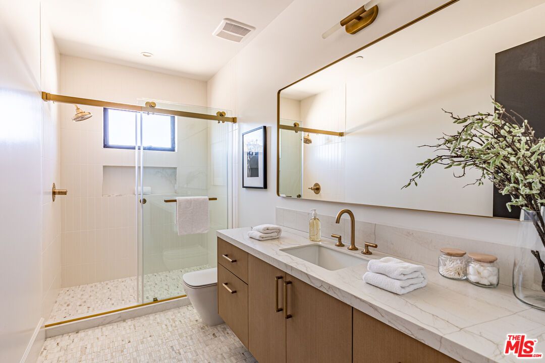 Bathroom, Glass Shower, Interior, Recessed Lighting, Tile Countertops