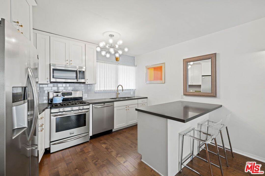 Interior, Kitchen, Pendant Lights, Stainless Steel Appliances, Wood Texture Flooring