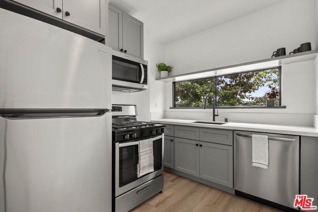 Interior, Kitchen, Stainless Steel Appliances, Wood Texture Flooring