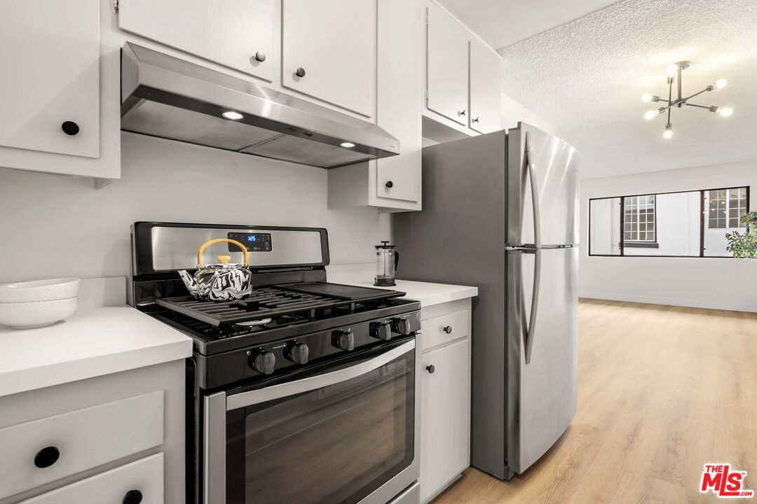 Interior, Kitchen, Pendant Lights, Stainless Steel Appliances, Wood Texture Flooring