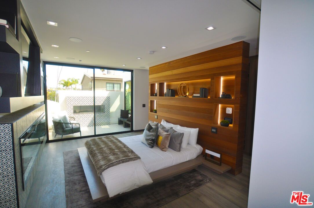 Bedroom, Interior, Recessed Lighting, Wood Texture Flooring, Wooden Walls