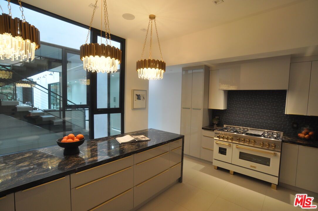 Chandelier, Interior, Kitchen, Pendant Lights, Stainless Steel Appliances