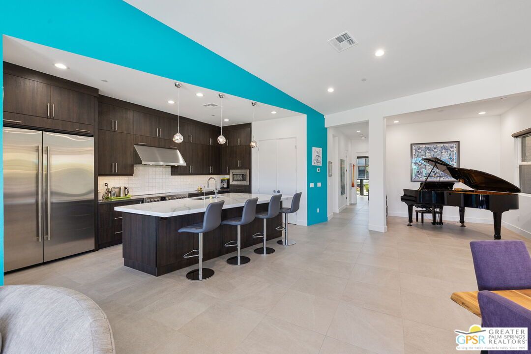 Interior, Kitchen, Pendant Lights, Piano, Recessed Lighting, Stainless Steel Appliances