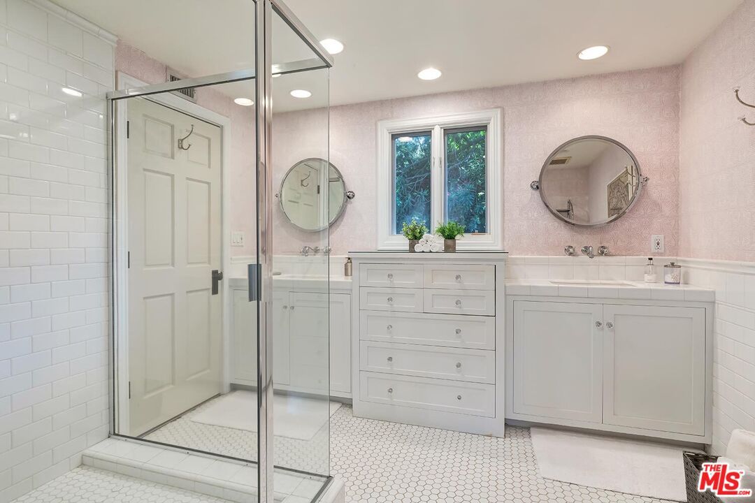 Bathroom, Glass Shower, Interior, Recessed Lighting, Tile Countertops