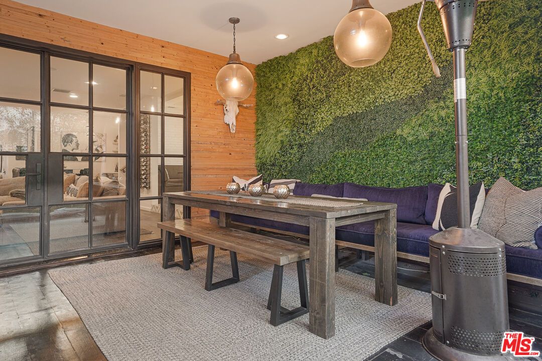 Dining room, Interior, Pendant Lights, Recessed Lighting, Wooden Walls
