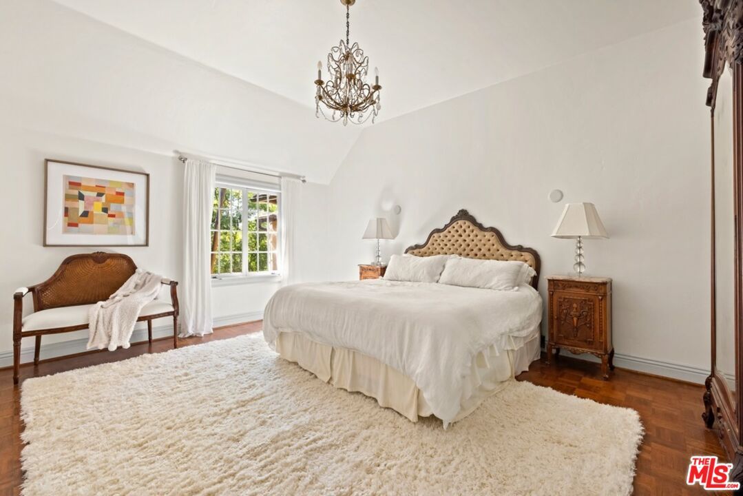 Bedroom, Chandelier, Interior, Wood Texture Flooring
