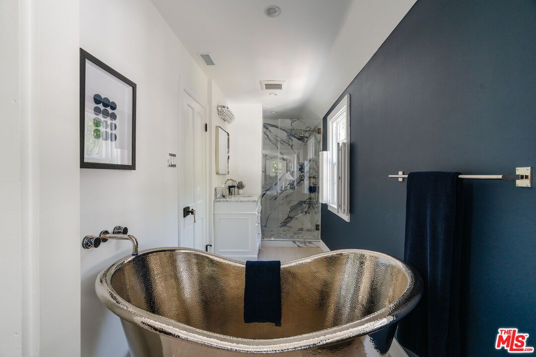 Bathroom, Free Standing Baths, Interior, Marble, Marble Walls, Recessed Lighting