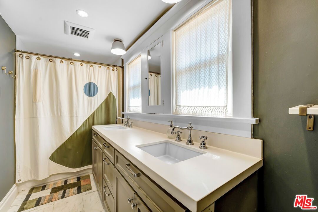 Bathroom, Dual Sink Vanities, Interior, Marble, Recessed Lighting
