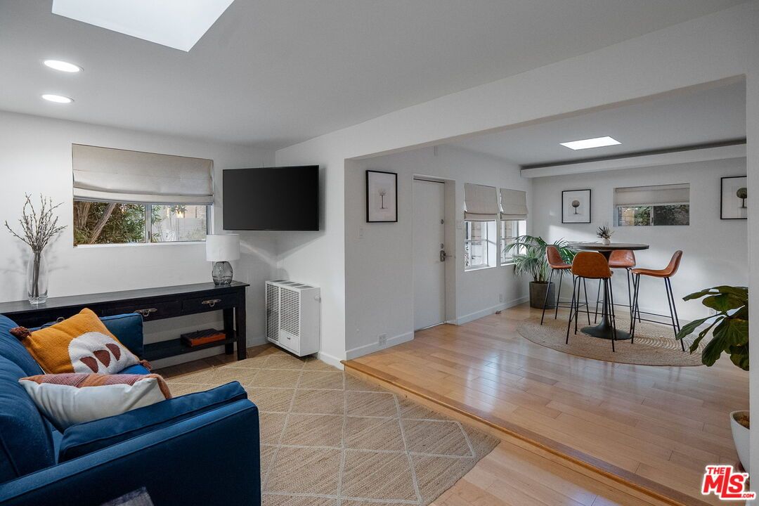 Dining room, Interior, Living room, Recessed Lighting, Wood Texture Flooring