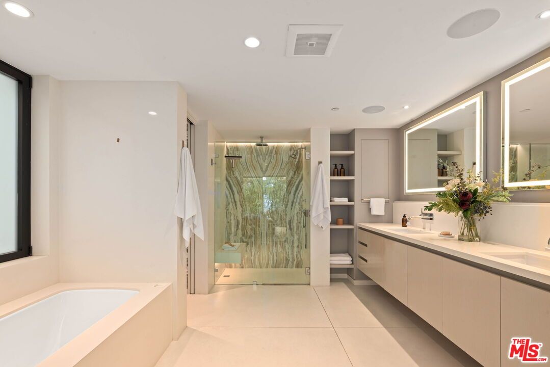 Bathroom, Dual Sink Vanities, Glass Shower, Interior, Recessed Lighting