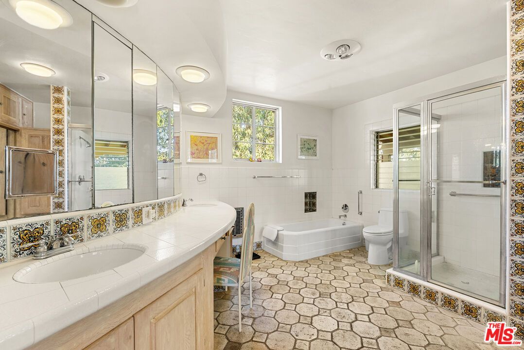 Bathroom, Dual Sink Vanities, Glass Shower, Interior, Tile Countertops