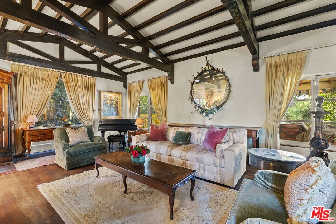 Interior, Living room, Piano, Wooden Beams, Wood Texture Flooring