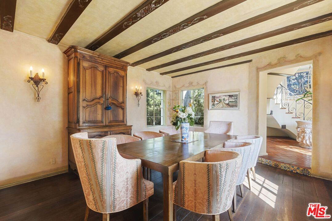Dining room, Interior, Wooden Beams, Wood Texture Flooring