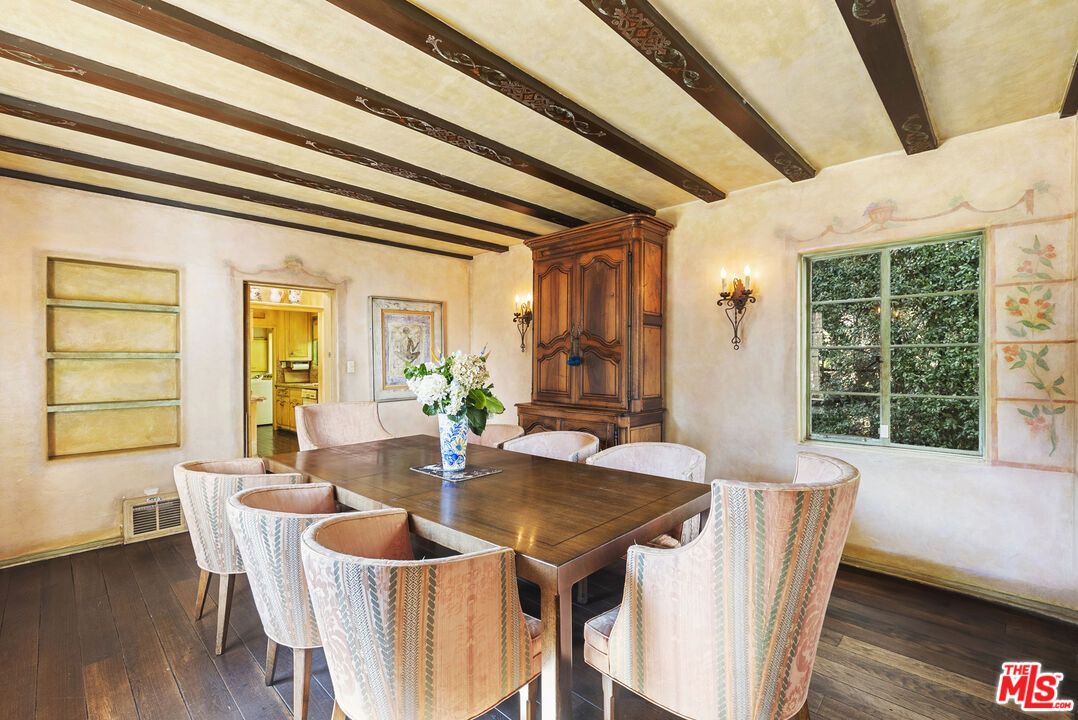 Dining room, Interior, Wooden Beams, Wood Texture Flooring