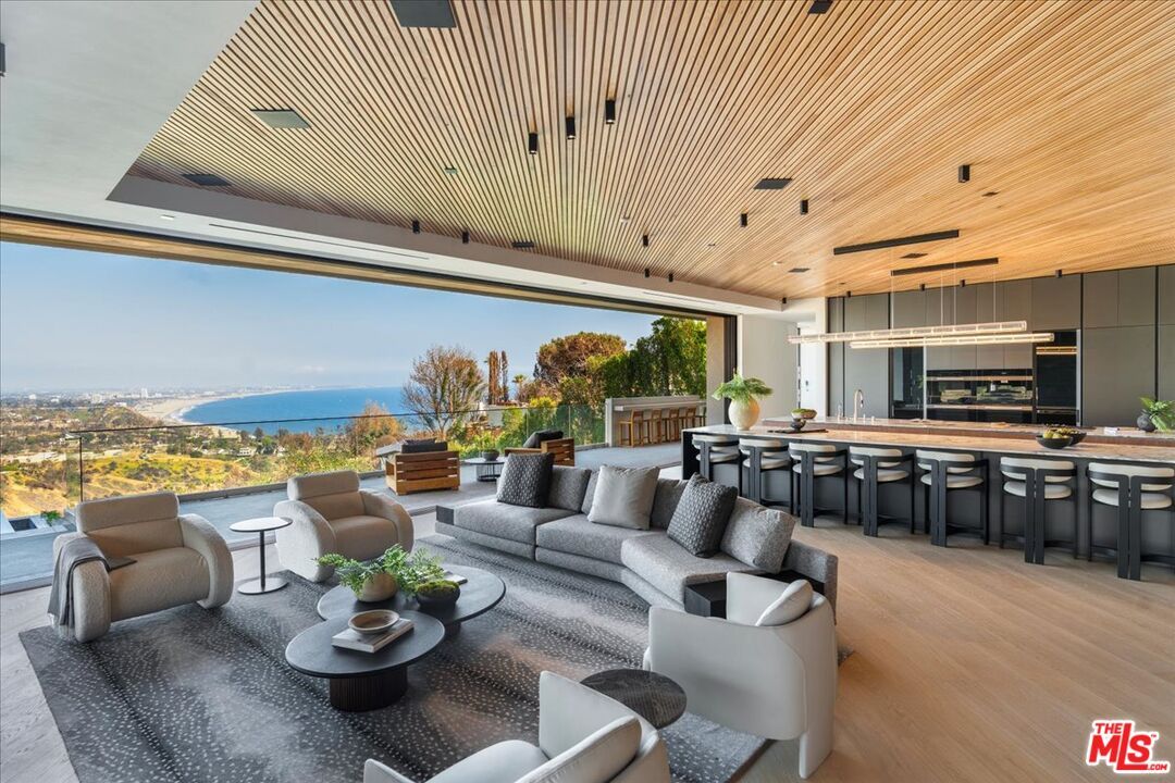 Interior, Kitchen, Living room, Pendant Lights, Recessed Lighting, Water, Wooden Ceilings, Wood Texture Flooring