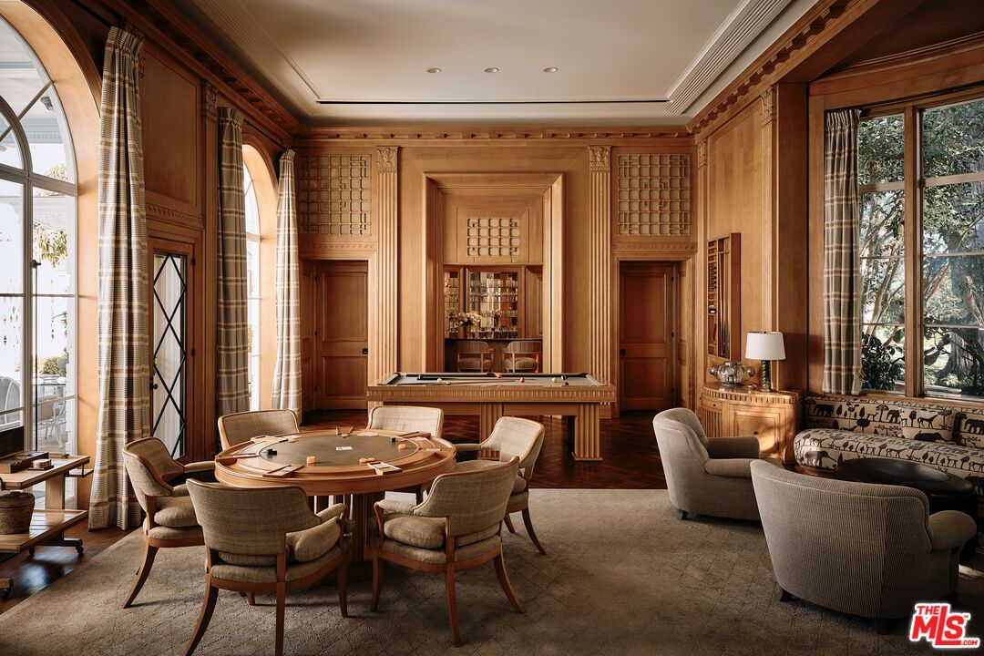Dining room, Game Room, Interior, Recessed Lighting, Wood Texture Flooring